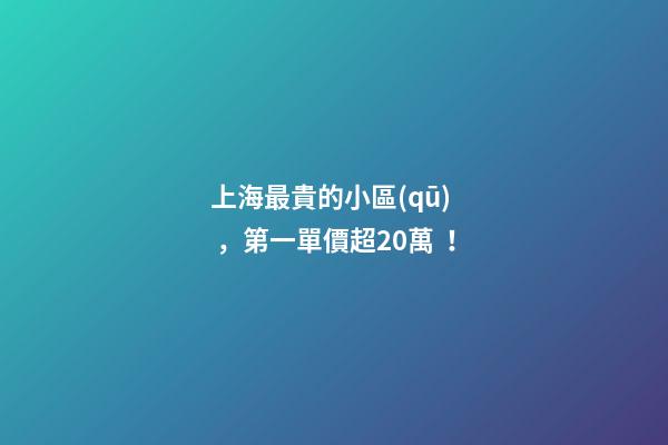 上海最貴的小區(qū)，第一單價超20萬！